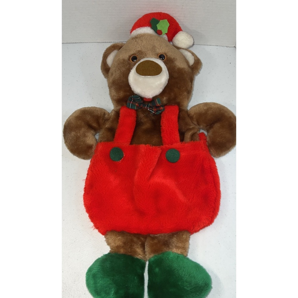 Vintage Santa's Best 3D Brown Teddy Bear Large Plush 21" Christmas Stocking